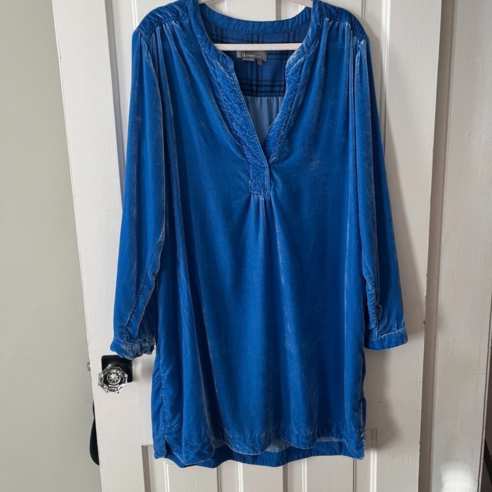 Anthropologie Melody Blue Velvet Tunic Dress size XL